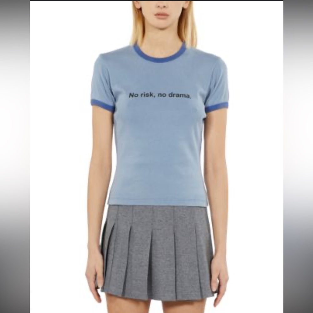 THE KOOPLES NO RISK Blue Ringer T-Shirt with Bold Text🦋